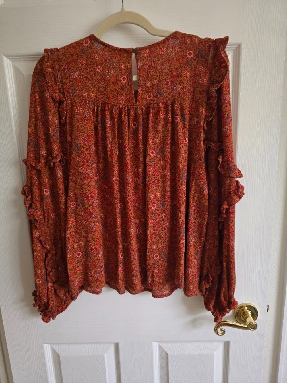 Easel Petite Floral Orange Blouse Size M